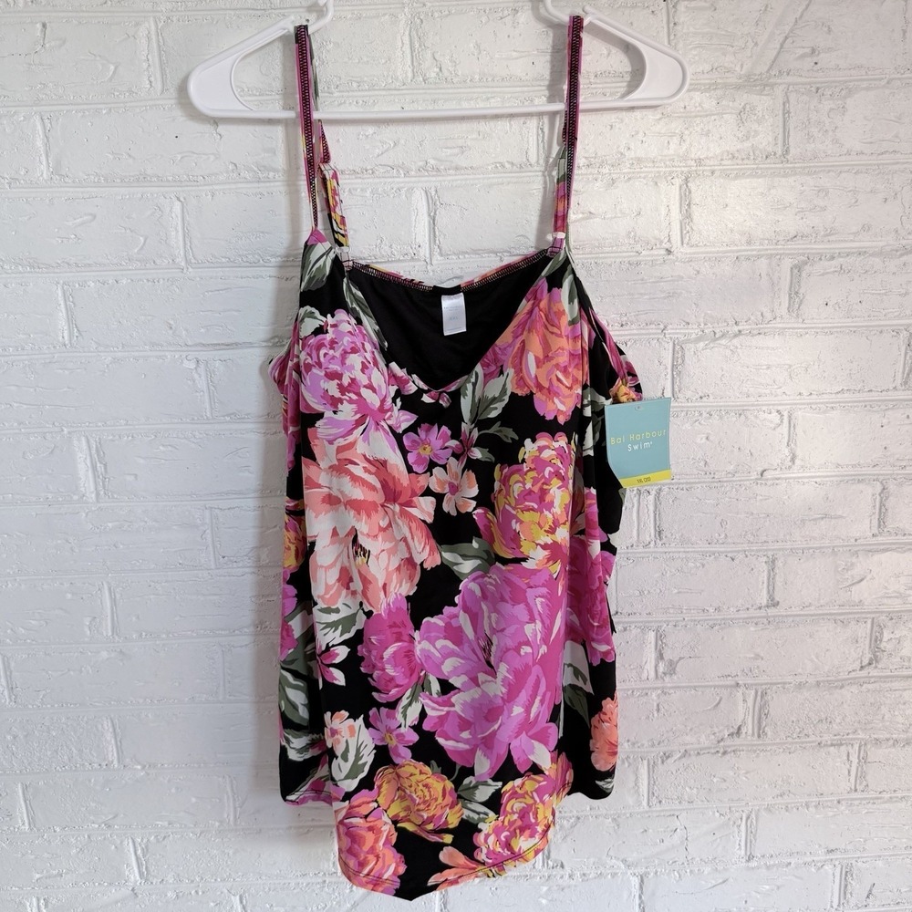 Bal Harbour Womens Floral Print Swim Suit Top ONLY Size XXL‎ NWT